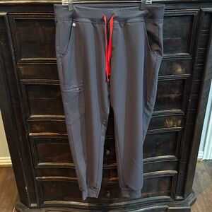 Figs Zamora Men's Charcoal Joggers with Red Accent size Large